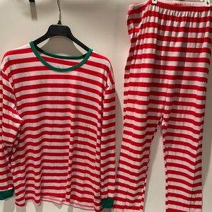 Shelry Unisex Pajamas Long Sleeve Set Red-striped Sz. 3XL.